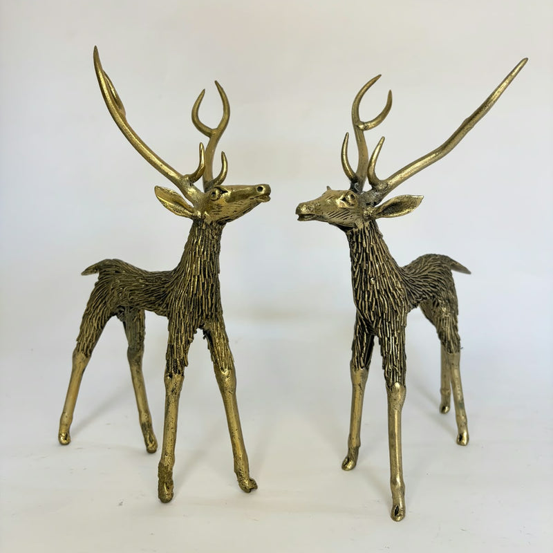 Dhokra Small Threaded Deer Pair – Handcrafted Brass Tribal Figurines | Bastar Art