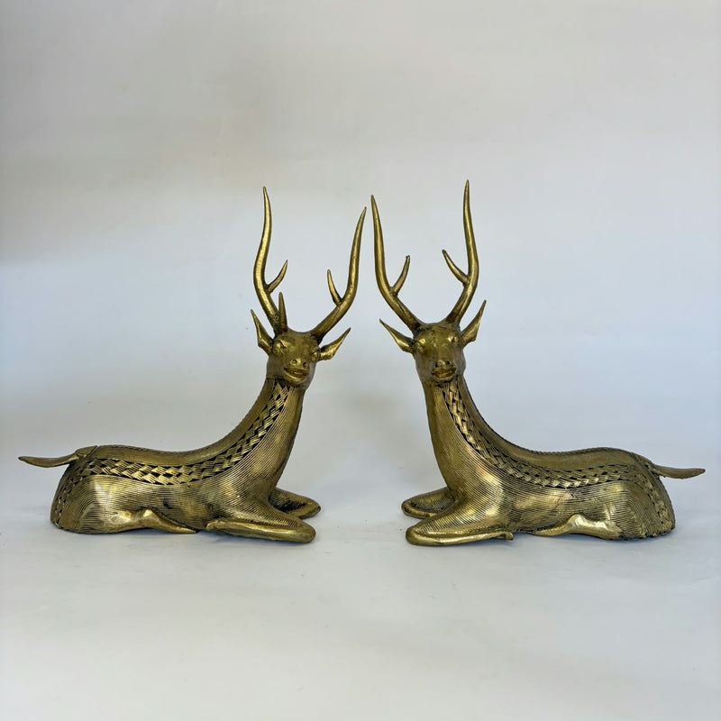 Dhokra Big Deer Pair(Sitting)