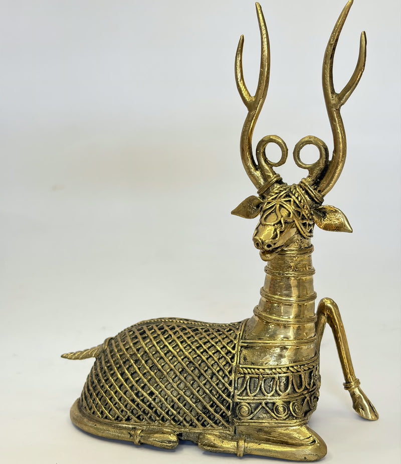 Dhokra Deer Tealight Holder – Handcrafted Brass Tribal Décor | Bastar Art
